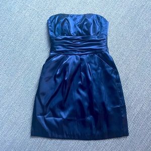Navy blue bridesmaid dress strapless with pockets